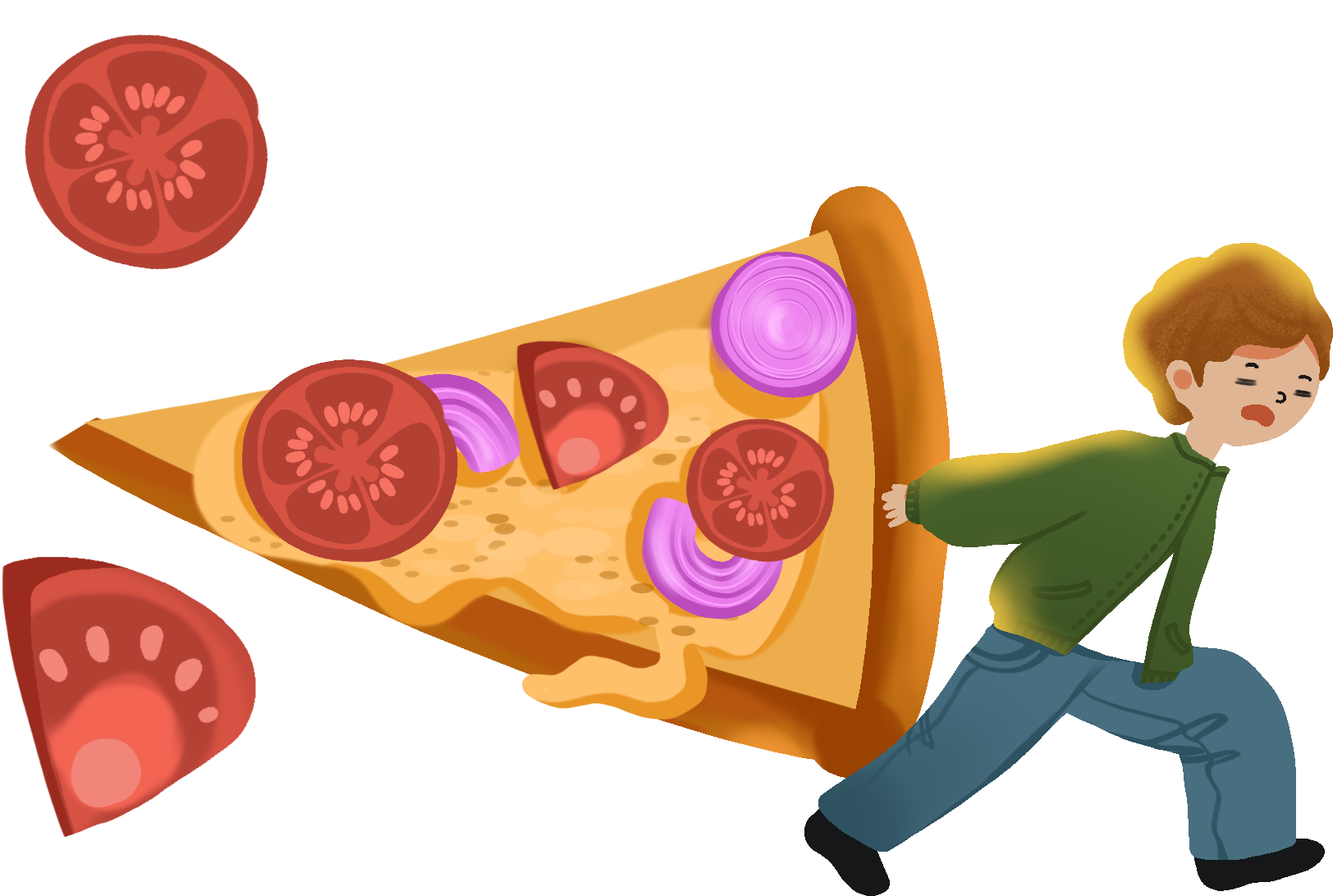 Cartoon Hand Painted Creative Pizza Png And Psd - Psd (2000x2000), Png Download