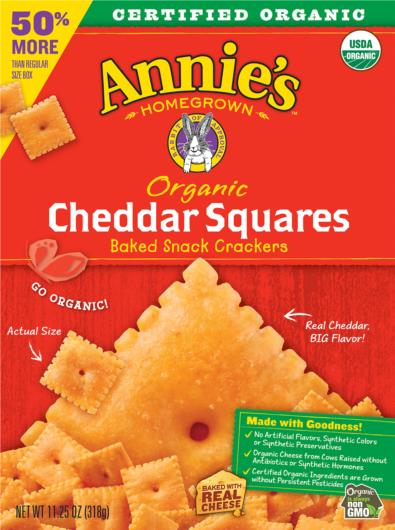 Annie's Organic Cheddar Squares Baked Snack Crackers, - Annies Snacks (1800x1800), Png Download