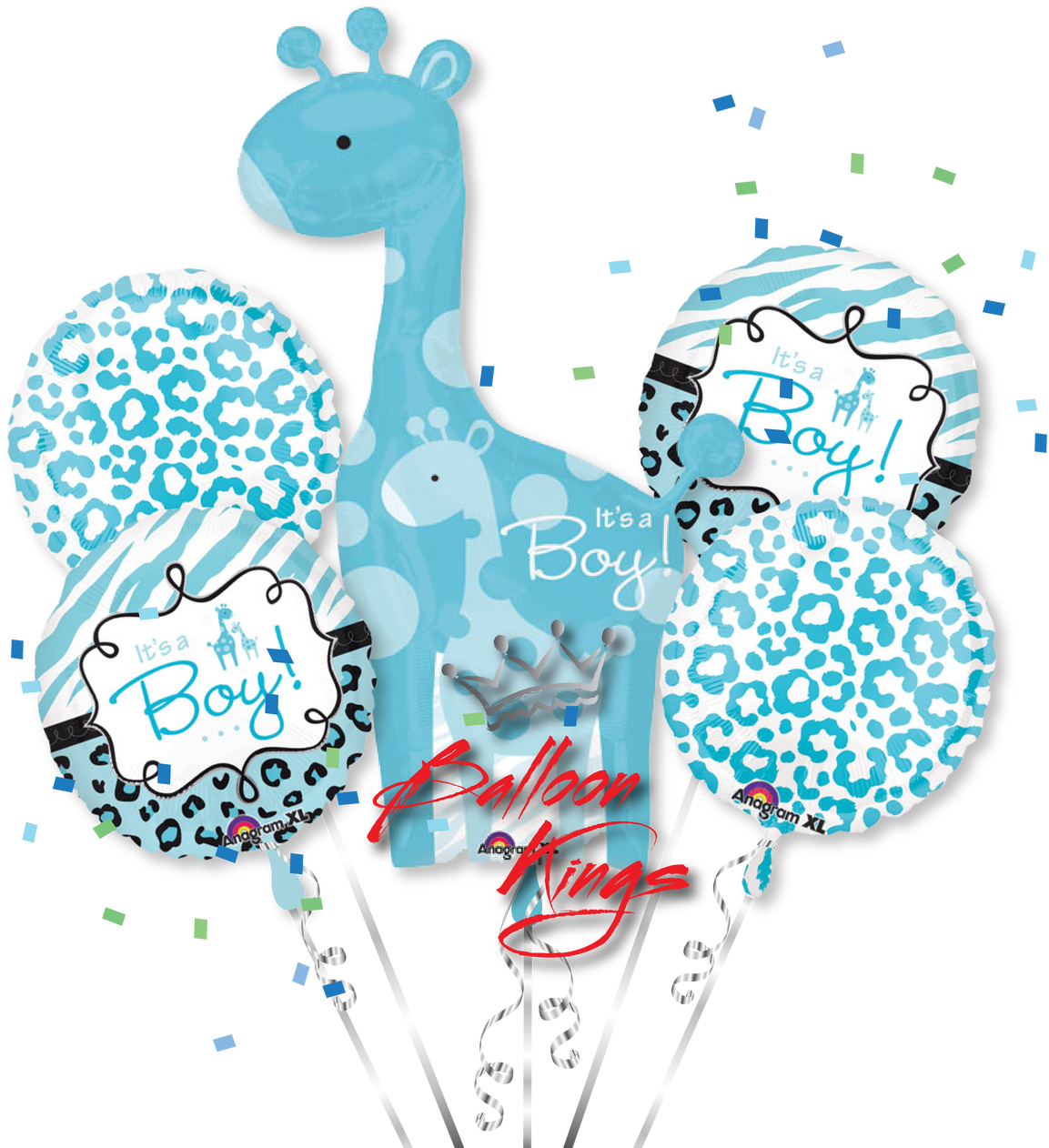 Its A Boy Giraffe Bouquet - Transparent Its A Boy Balloons (1280x1280), Png Download
