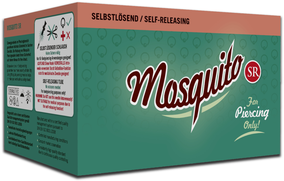 One Box Of 50 Mosquito Sr Professional Piercing Needles - Carton (1024x643), Png Download