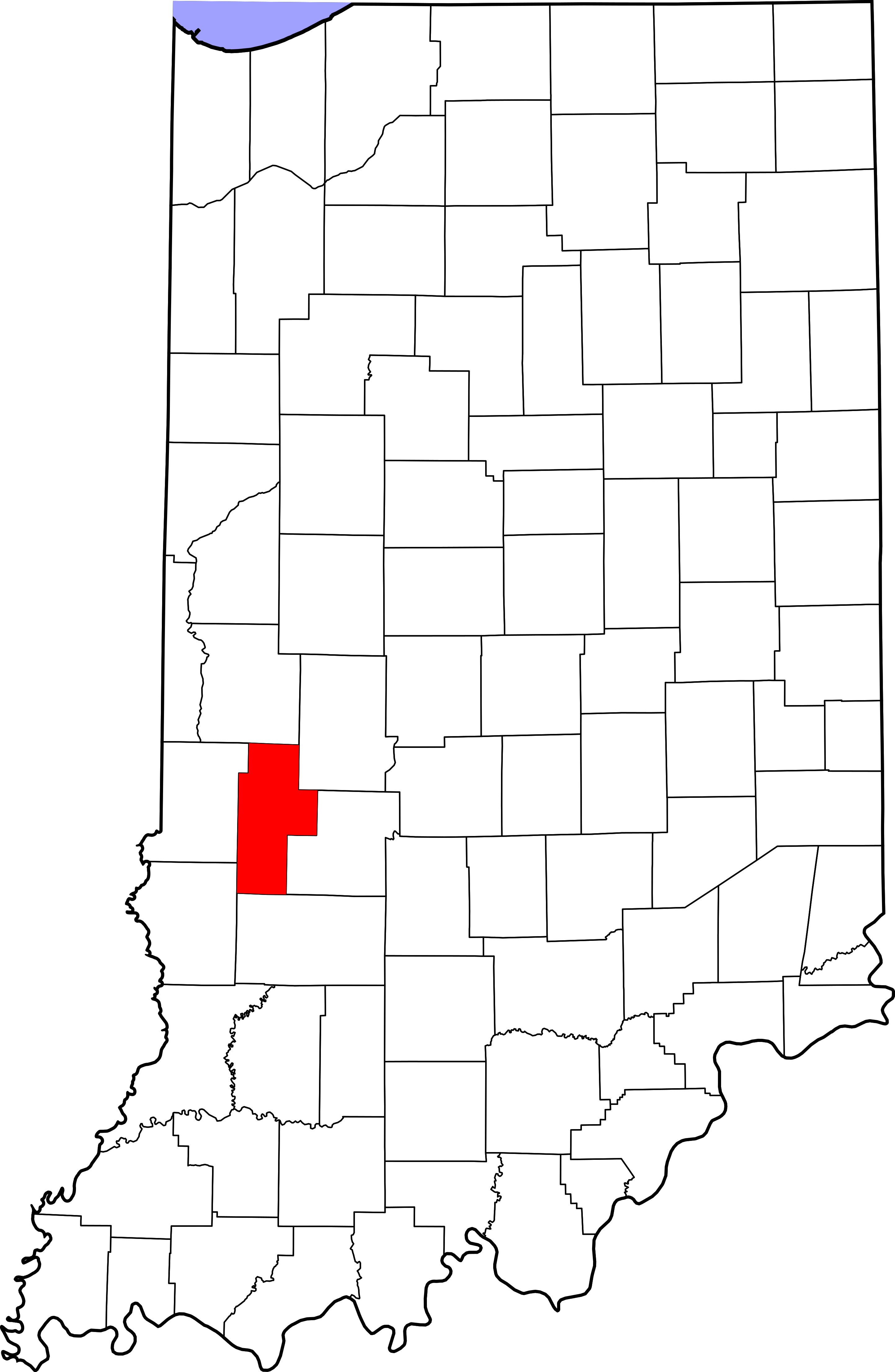 Map Of Indiana Highlighting Clay County - Monroe County Indiana (2887x4423), Png Download