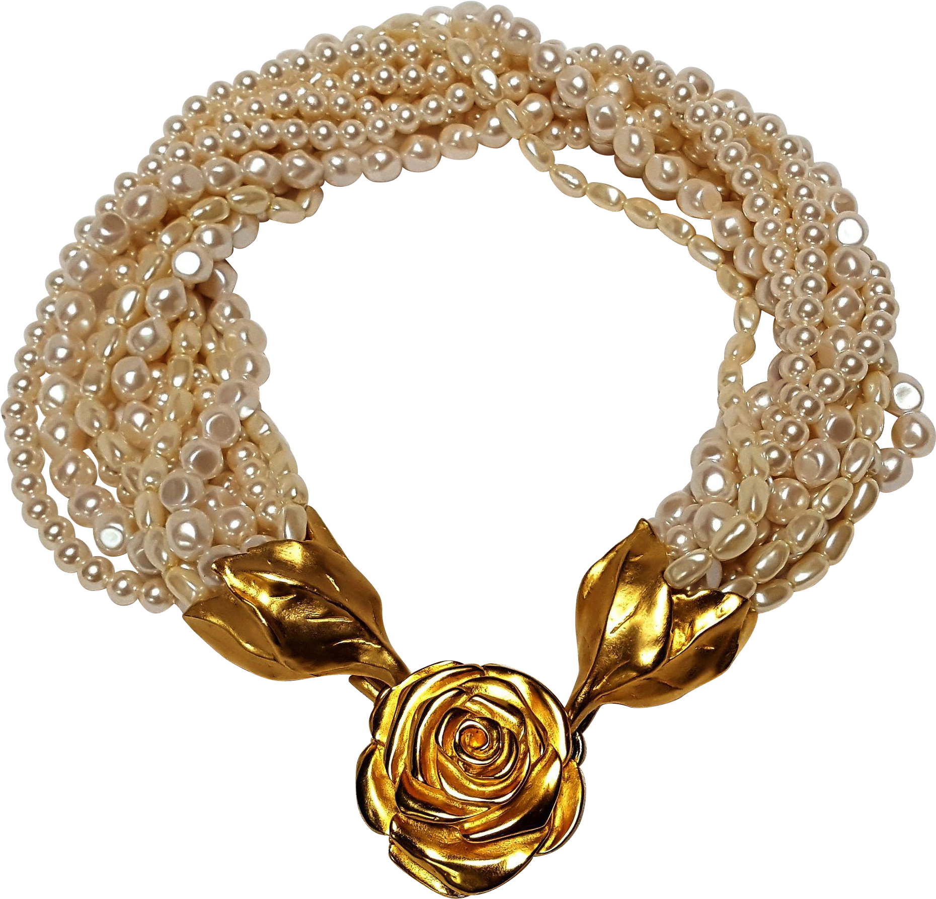 Givenchy Paris Simulated Baroque Pearl Torsade Necklace - Necklace (1859x1859), Png Download