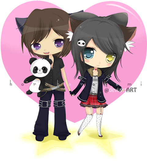 Chibi Anime Couples - Anime Chibi Cat Couples (603x620), Png Download