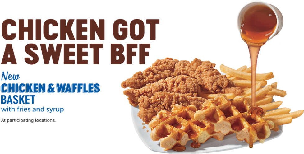Food - Chicken And Waffles Basket Dq (1000x603), Png Download
