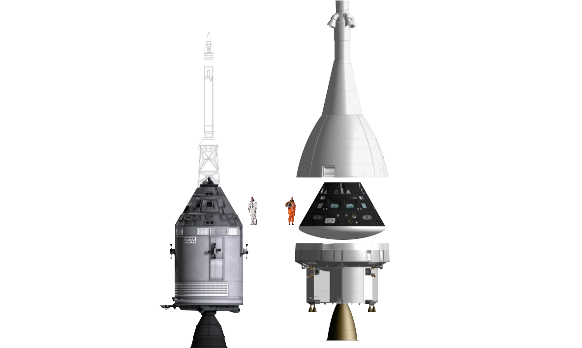 Nasa Spaceship Png Download - Orion Capsule Vs Apollo Capsule (1224x720), Png Download