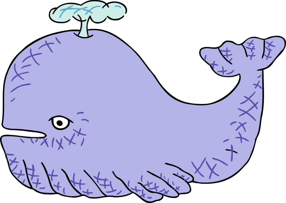 Vector Illustration Of Cartoon Sperm Whale Blows Air - Baleia Cartoon (987x700), Png Download