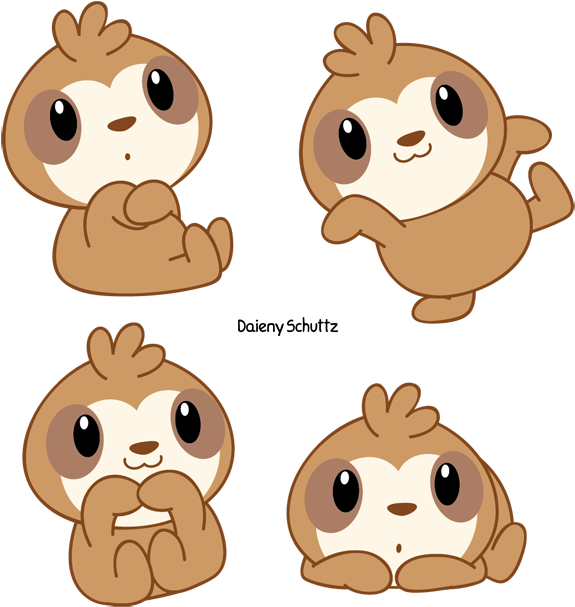 Cute Sloth Png - Sloth Kawaii Transparent (600x635), Png Download