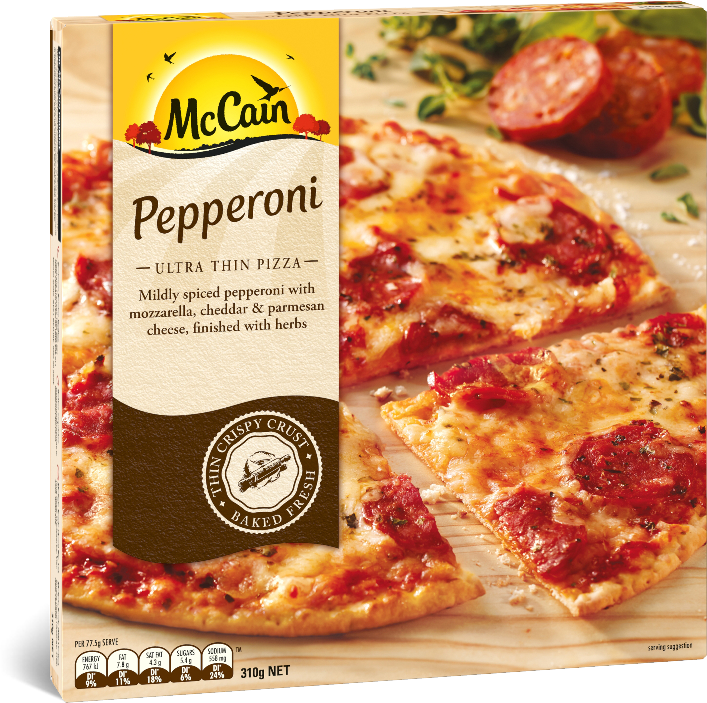 Ultra Thin Pepperoni Pizza 310g (3000x3000), Png Download