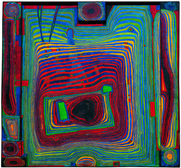 Oil On Wood Fibreboard With Wood Relief, Primed With - Hundertwasser Patterns (636x600), Png Download