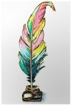 Watercolor Hand Painted Illustration Of A Feather Quill - Quill And Ink Watercolour (400x400), Png Download