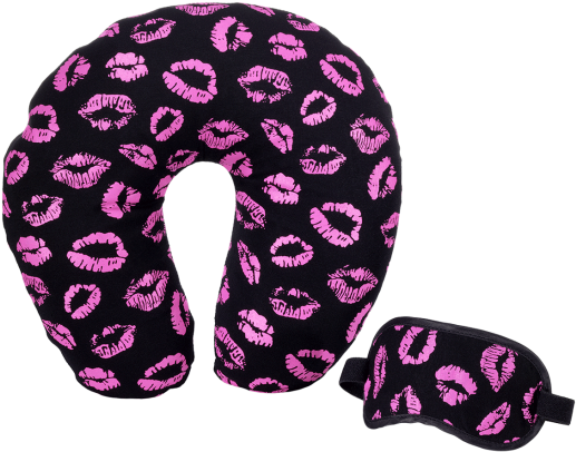 Travel Tricia Lip Print Neck Rest & Eye Mask Set - Cojin De Cuello Para Viaje (550x550), Png Download