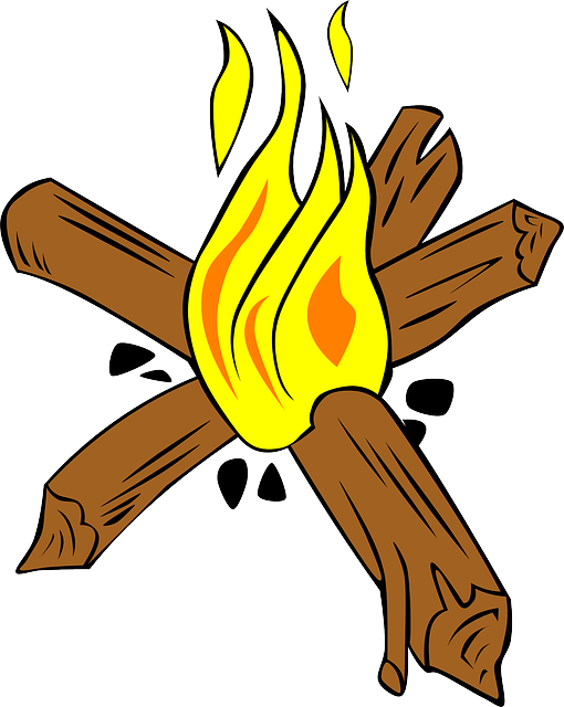 Cartoon Fire With Wood - Star Fire For Camping (510x640), Png Download