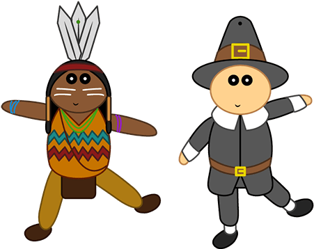 Títeres Articulados De Pilgrim E Indio - Pilgrim And Indian Png (510x376), Png Download