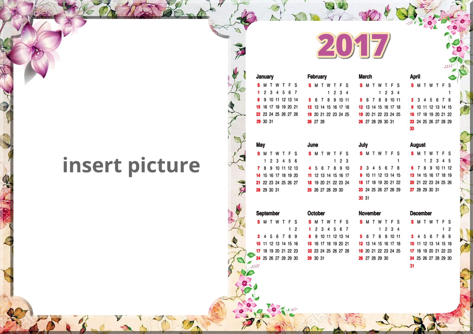 Calendar Vintage Floral 2017 Png Frame - Picture Frame (1600x1132), Png Download