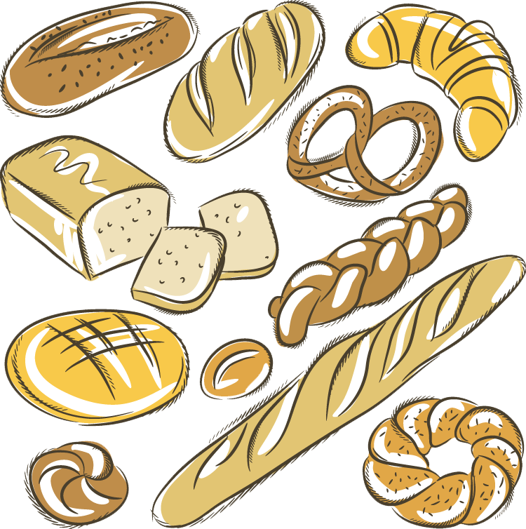 Bakery Baguette Croissant Rye Bread Drawing - Drawn Bread (750x754), Png Download
