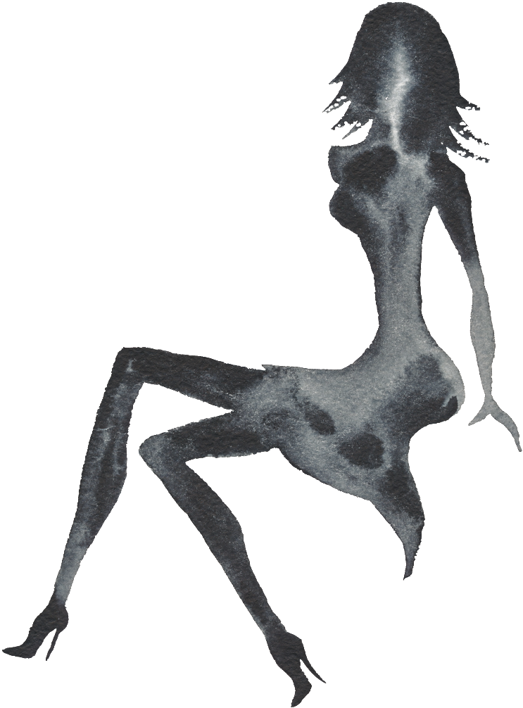 Fashion And Black And White Watercolor Fashion Transparent - Illustration (1024x1024), Png Download