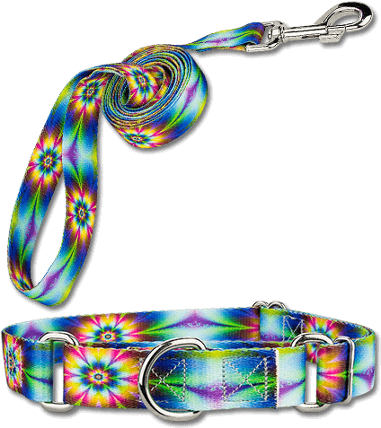 Collars & Harnesses - Country Brook Design Tie Dye Flowers Martingale Dog (438x560), Png Download