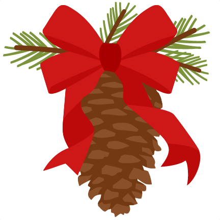 Christmas With Ribbon Scrapbook Cut File Cute - Christmas Pine Cone Clip Art Free (432x432), Png Download