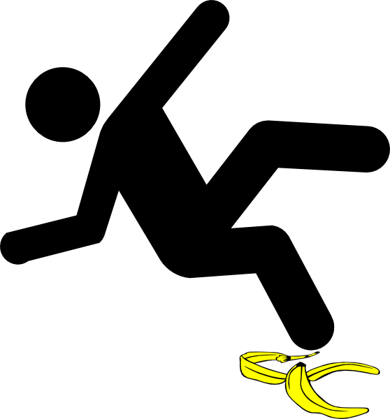 Slip Man Black Banana Clip Art - Slip On Banana Peel (558x600), Png Download