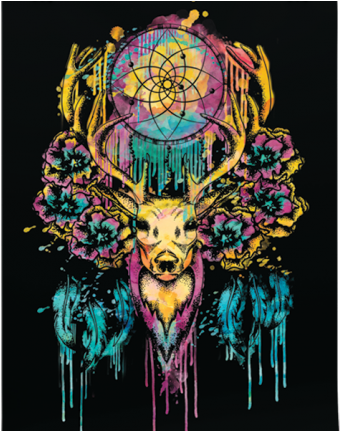 Deer Dreamcatcher Abstract Poster - Inspired Posters Deer Dreamcatcher Abstract Poster (430x430), Png Download