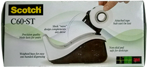 3m C60st Value Desktop Tape Dispenser Attached 1 In.core (500x550), Png Download