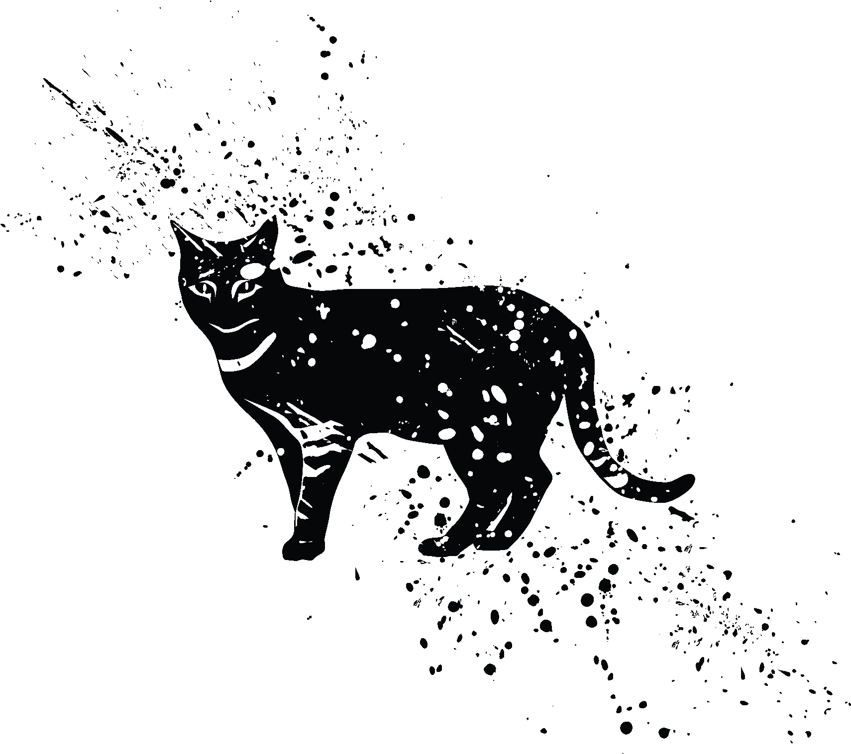 Временное Тату Черный Кот - Black (2000x2000), Png Download