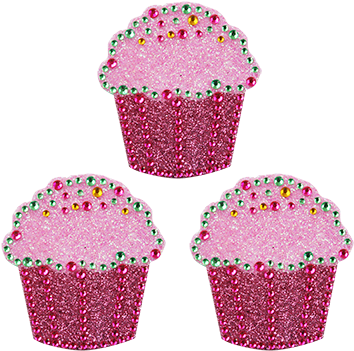Pink Cupkcake Rhinestone Sticker - Sticker Bling Bling Gemz Crystal Rhinestone Pink Cupcake (400x400), Png Download