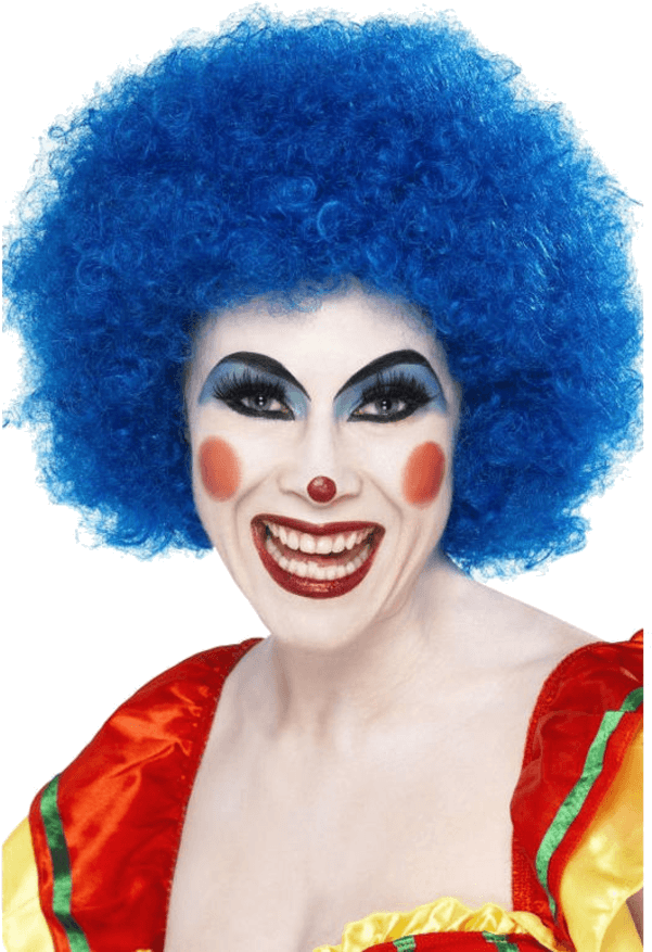 Crazy Clown Wig Blue 120g Smiffys (600x951), Png Download
