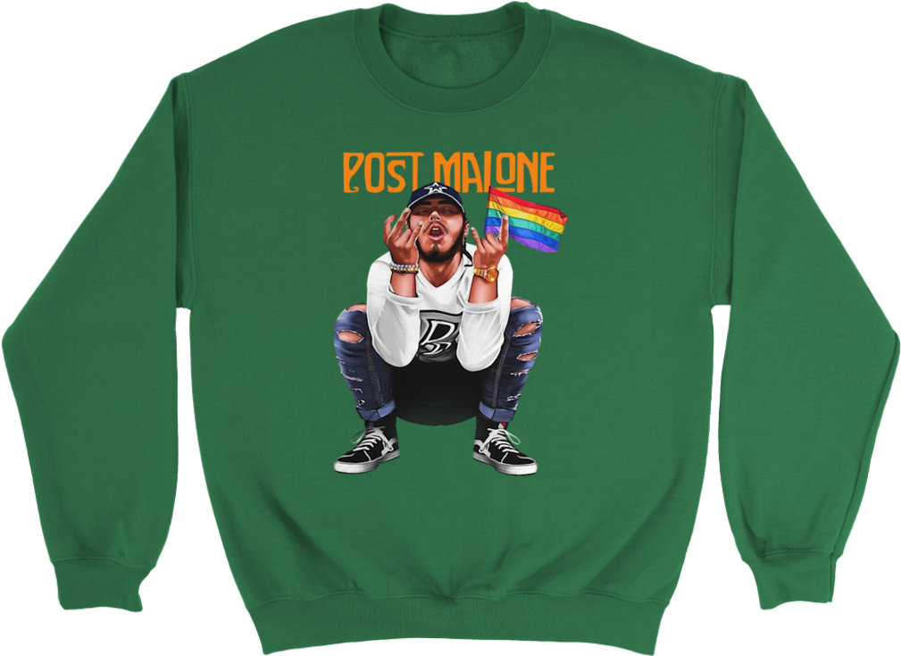 Post Malone And Lgbt Shirt Pride Month - Post Malone Long Sleeve (1024x1024), Png Download