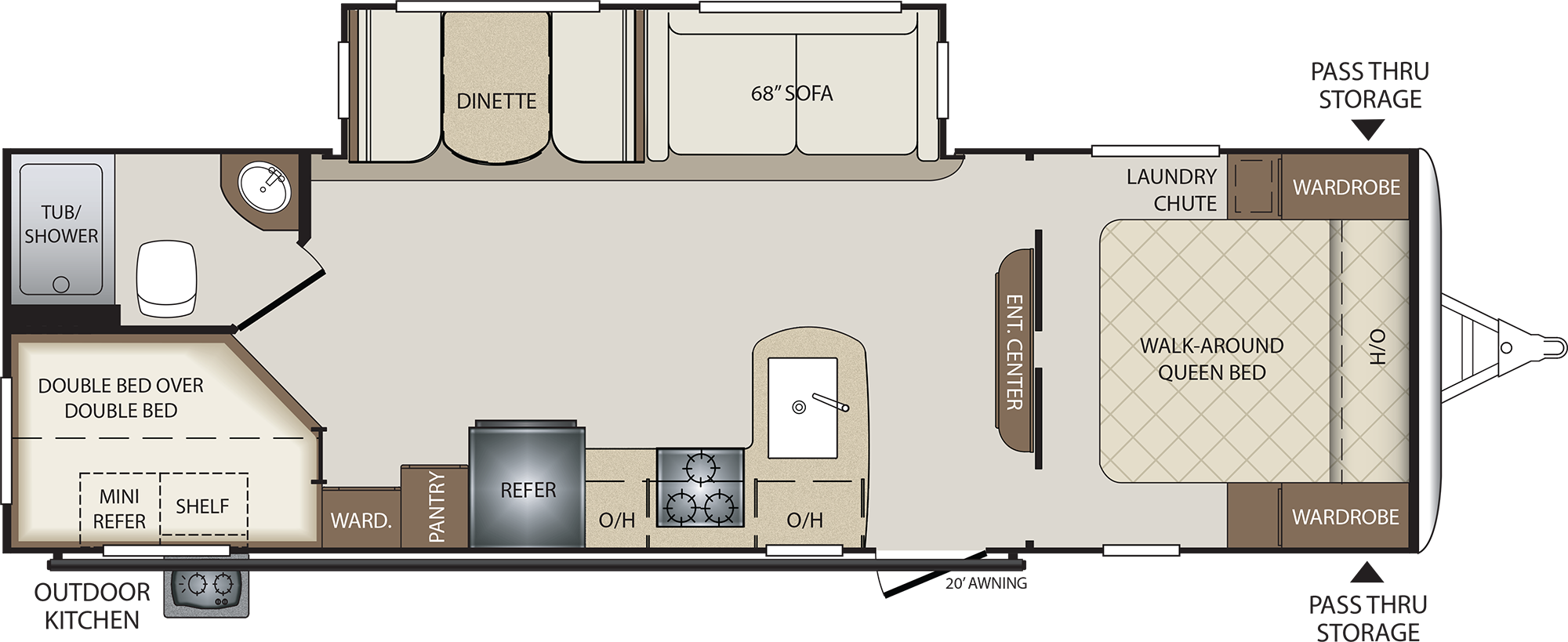 View This Floorplan - 2018 Keystone Bullet 272bhs (2000x819), Png Download