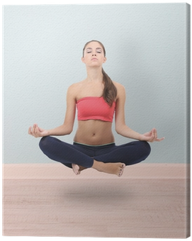 Beautiful Girl Fly And Meditating In Yoga Pose Canvas - Pilates (400x400), Png Download