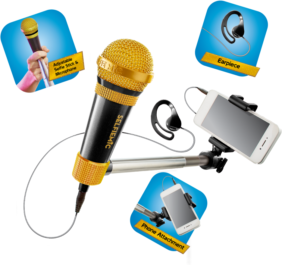 Prod-1 - Selfie Mic Selfie Stick With Microphone (1024x914), Png Download