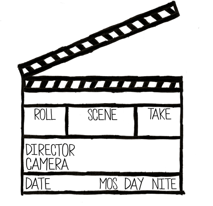Illustrated Clapperboard Transparent Png - Line Art (730x681), Png Download