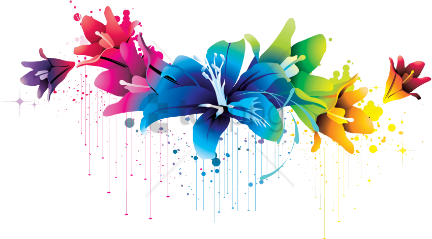 Free Png Colorful Floral Design Png Png Image With - Blue Floral Vector Png (850x471), Png Download