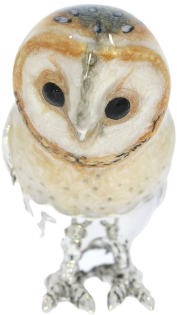 Sterling Silver & Enamel Medium Barn Owl By Saturno - Screech Owl (635x800), Png Download