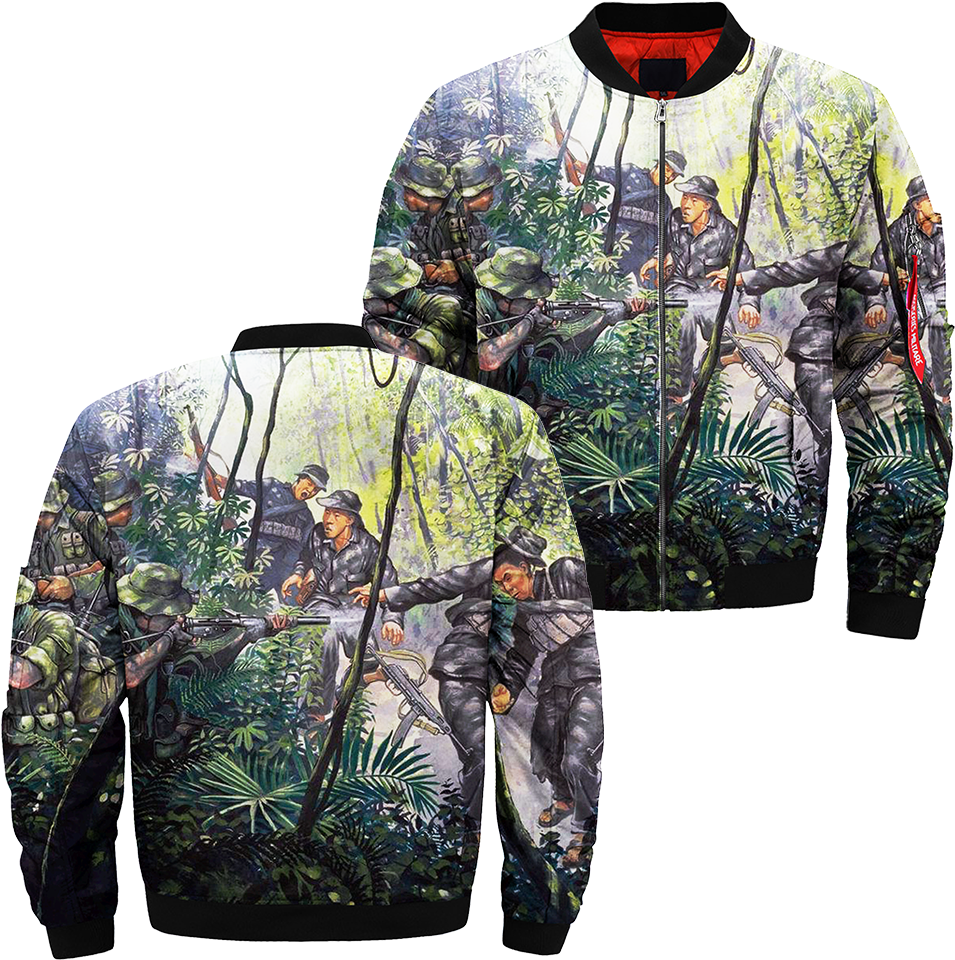 Com Vietnam War 2 Over Print Jacket %tag - Hoodie (1000x1000), Png Download