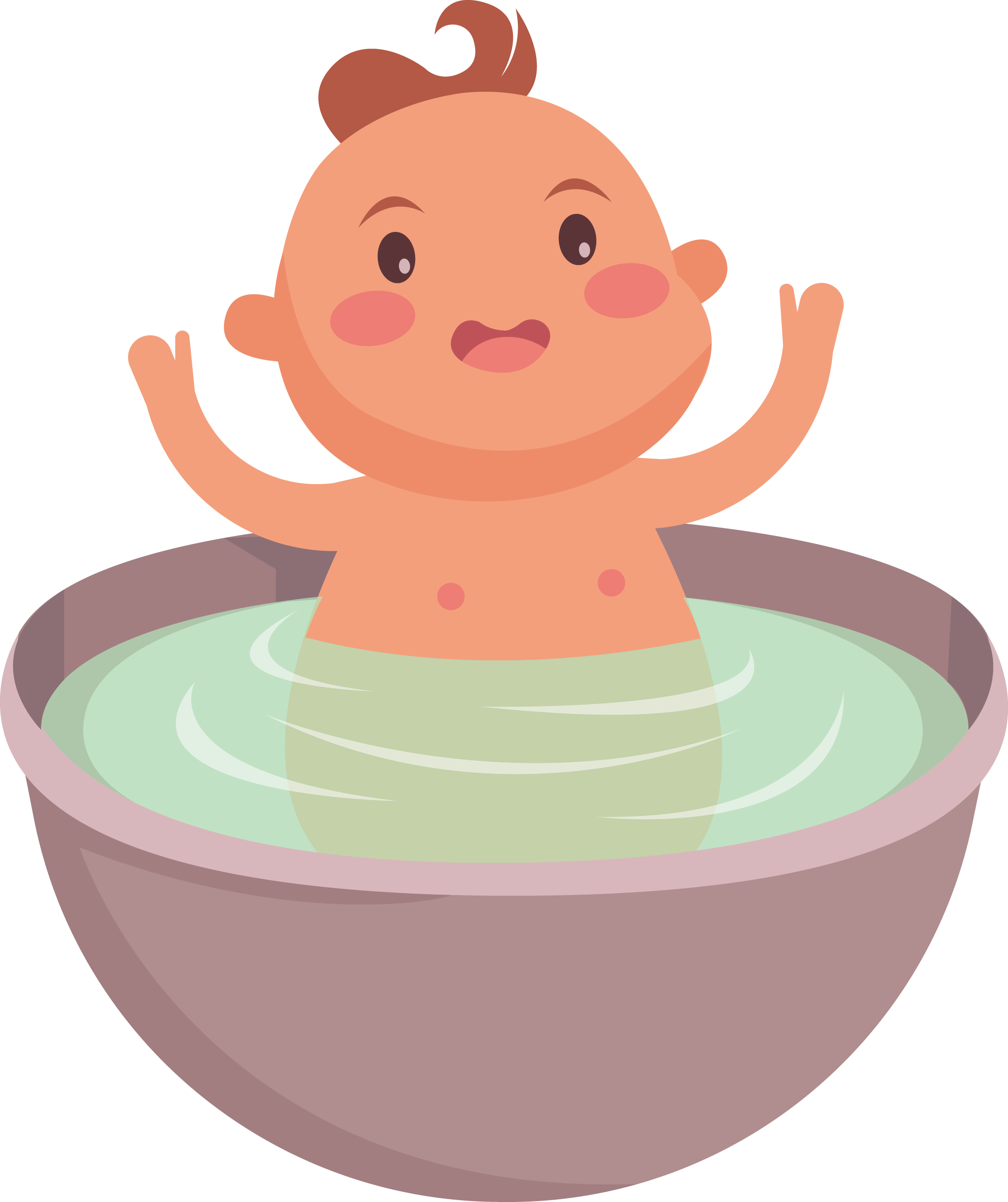 Bathing Infant Clip Art - Illustration (2134x2545), Png Download