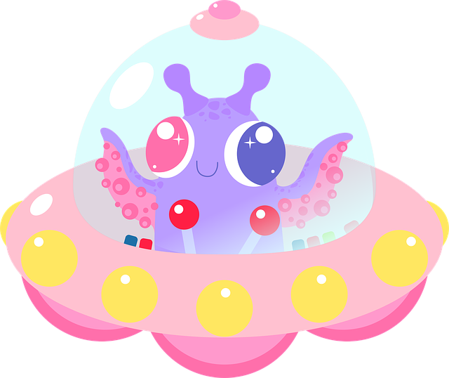 Kawaii Ufo Png (640x538), Png Download