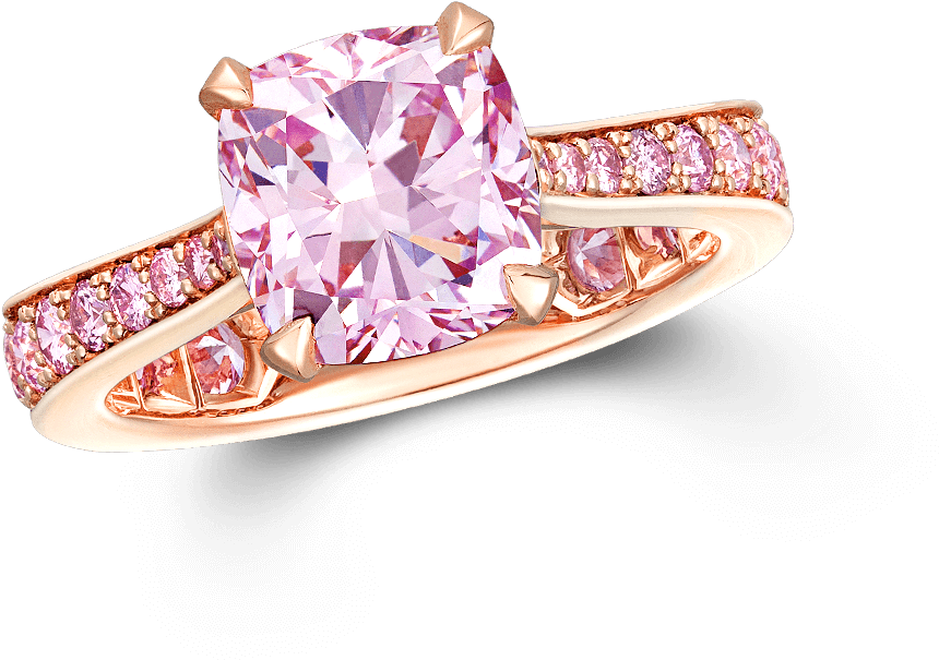 42 Cts Cushion Cut Pink Diamond Ring By Graff - Engagement Ring (2000x2000), Png Download