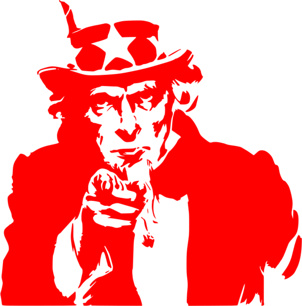 Uncle Sam Clipart Finger - Uncle Sam Stencil (600x608), Png Download