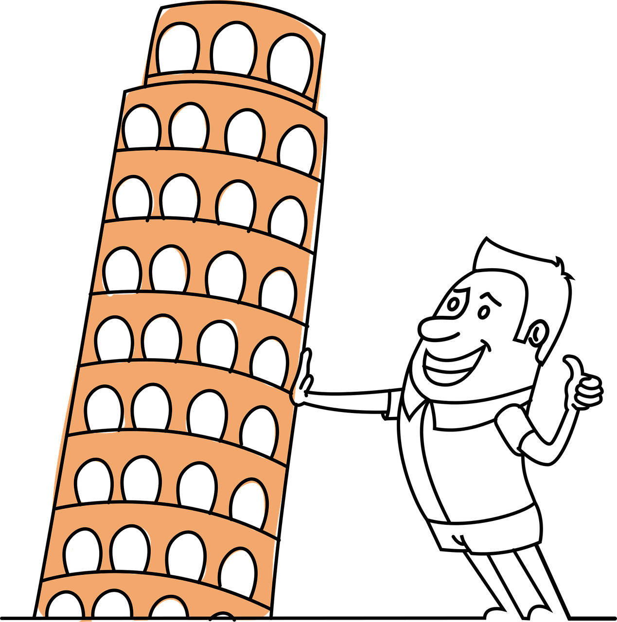 Pisa Tower Tourist Picture Png Image - Clipart Pisa Tower (1269x1280), Png Download