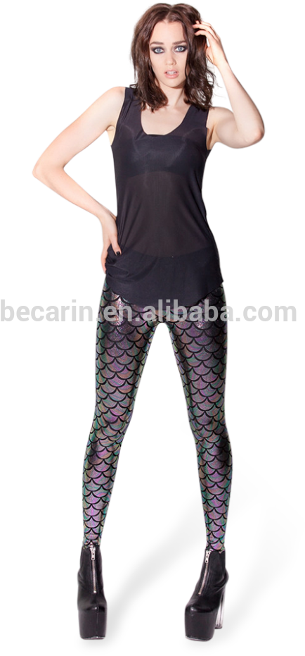 China Girls Hot Leggings, China Girls Hot Leggings - Black Milk Mermaid Chameleon Leggings (667x1000), Png Download