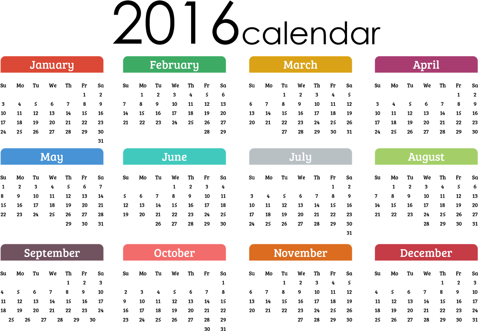Calendar Printable 2016 Free Printable 2017 Calendar - Full Calendar All Months (1600x1157), Png Download