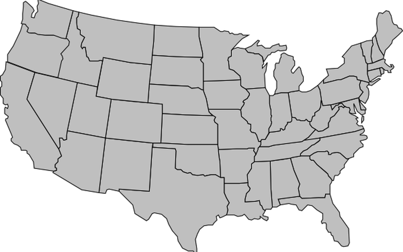 United States Of America Map Outline Gray Clip Art - Tate Martell Texas Tweet (1368x855), Png Download