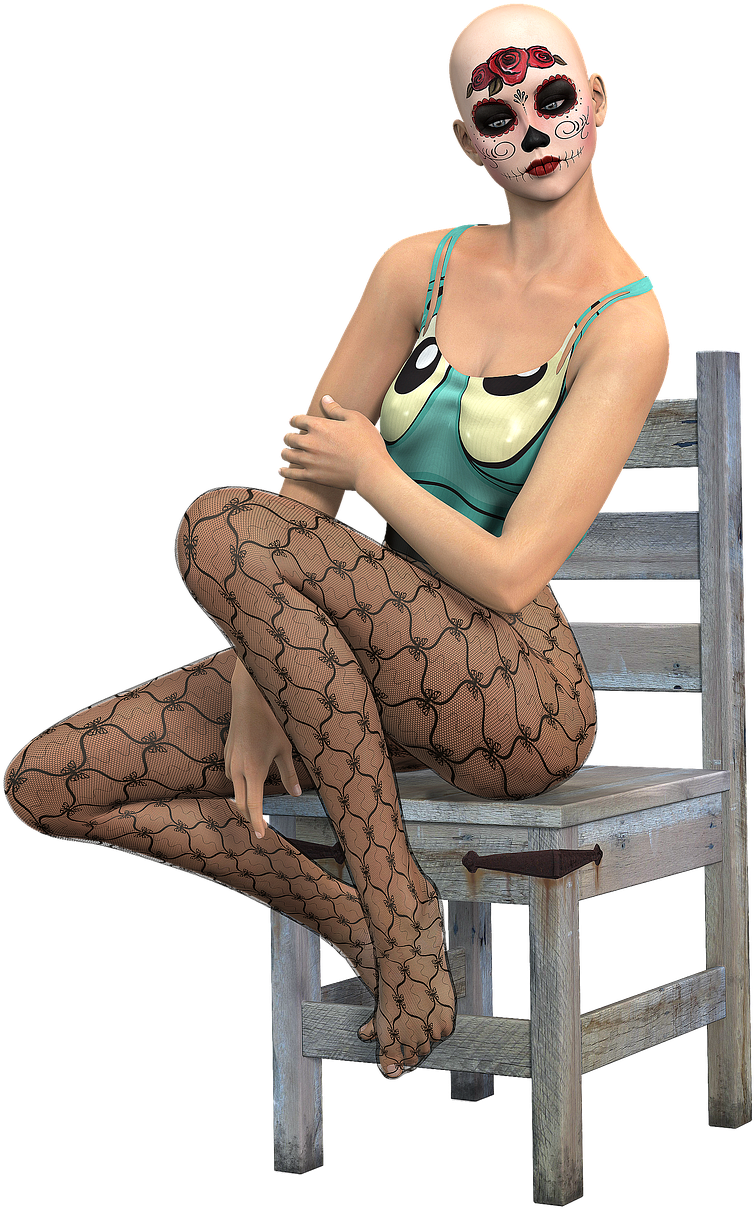 Woman Sitting On Chair (838x1280), Png Download