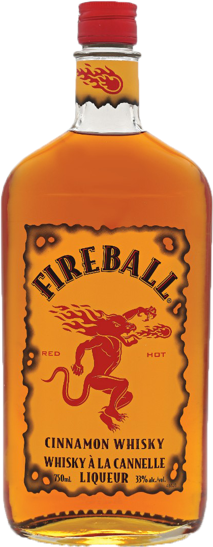 Fireball-750 - Fireball Cinnamon Whiskey 1l (455x1100), Png Download