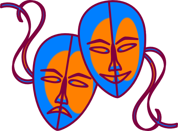 Cartoon Theatre Masks Transparent - Theatre Mask Png (600x441), Png Download