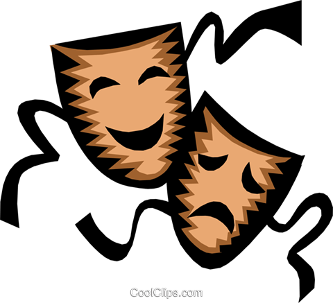 Theatre Masks Royalty Free Vector Clip Art Illustration - Comedy And Tragedy (480x437), Png Download