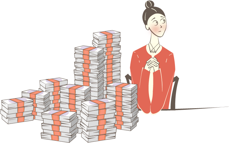 Anxious British Woman Sitting Next To A Pile Of Money - Media Ingenuity Ltd. (747x468), Png Download
