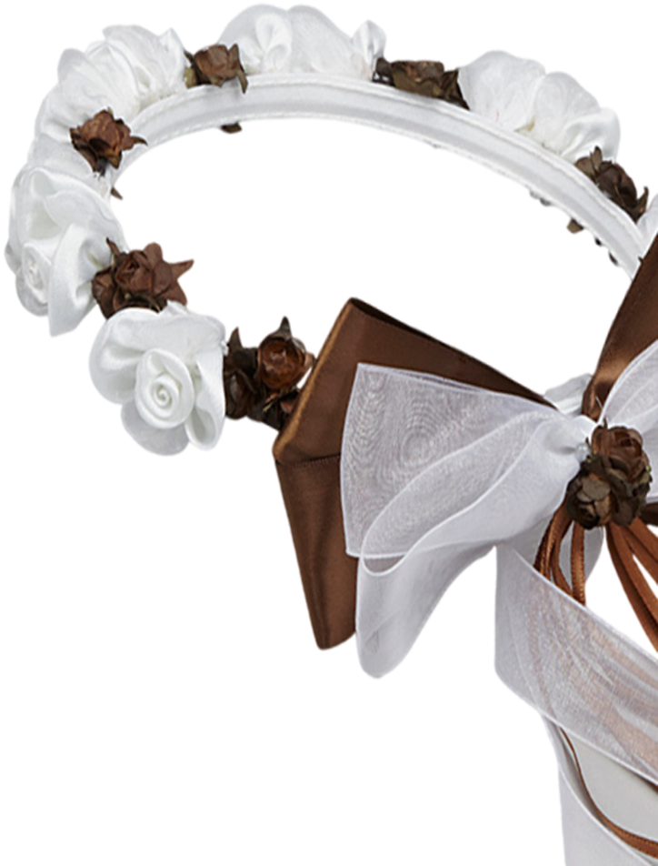 Chocolate Brown Floral Crown Wreath Handmade With Silk - Wreath (745x1024), Png Download
